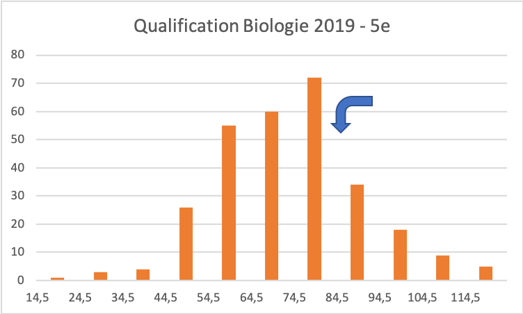 Histogramme qualification Biologie 2019 5e année